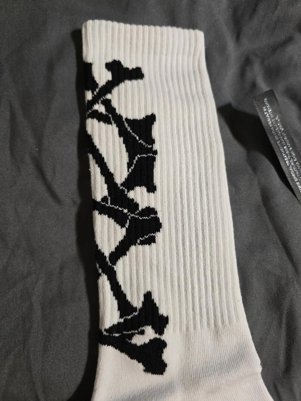 AMIRI White Crew Socks with Black Vine Logo